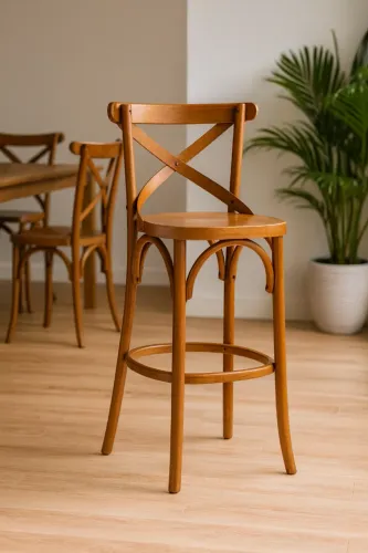Banqueta Cross em Madeira - Alta Qualidade | Ideal para Bares, Restaurantes e Cozinhas