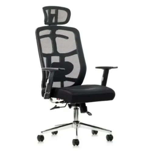 Poltrona Presidente Tela MK-4007 Preta Ergonômica Luxo Escritório Conforto Executivo 30004