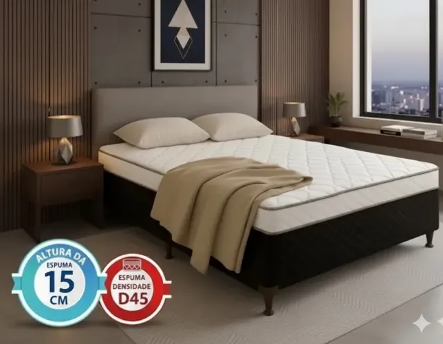 Cama Acoplada Casal Com Espuma Firme D45 Selada 100% Poliuretano