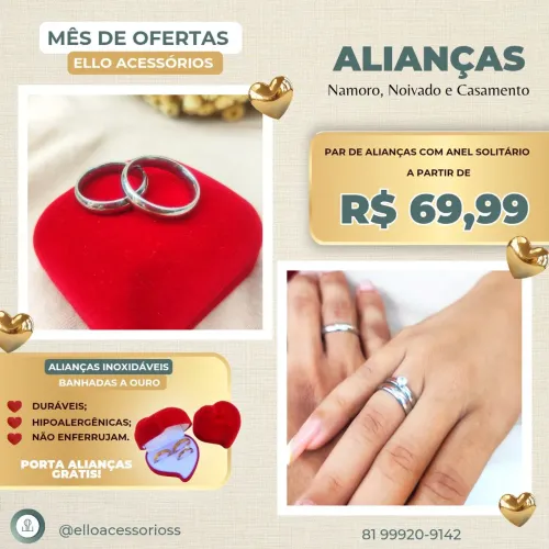 Alianças a partir de R$ 69,99