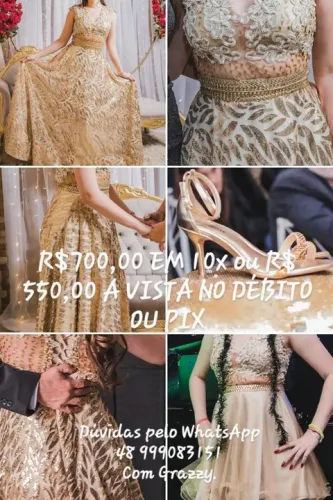 Vestido de Festa Dourado - Novo