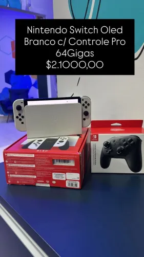Nintendo Switch Oled / 64GB / Branco / Cabo HDMI 2m / C/ Controle / R$ 2.100,00