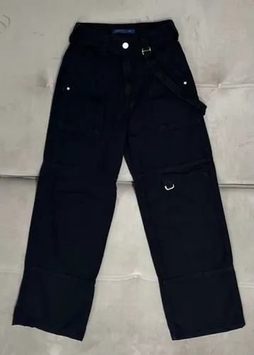 Calça Jeans Cargo Preta - Tamanho 34