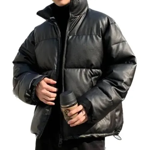 C&A C&A jaqueta puffer de poliuretano preta