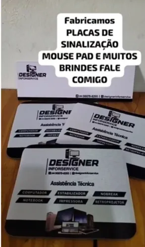 mouse pad, placa de sinalização e outros personalize