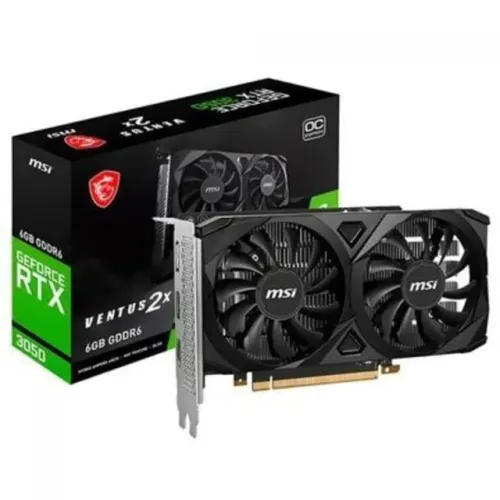 Placa de Vídeo Nvidia Geforce MSI RTX 3050 Ventus 2X 6GB, GDRR6, 96 Bits, Preto 