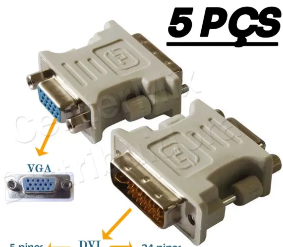 Adaptador  VGA  X  DVI ( 24+5 pinos ) 5 PEÇAS - Conector 
