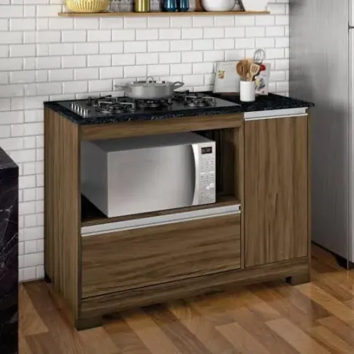 Balcão Para Cooktop 1 Porta Marrom