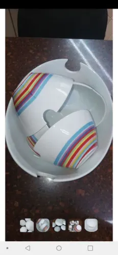 Jogo de Tigelas de porcelana com Desenho de Arco-Íris