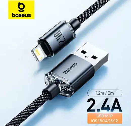 Cabo Baseus Crystal Series 2.4A USB para Lightning - 1.2m<br><br><br><br>