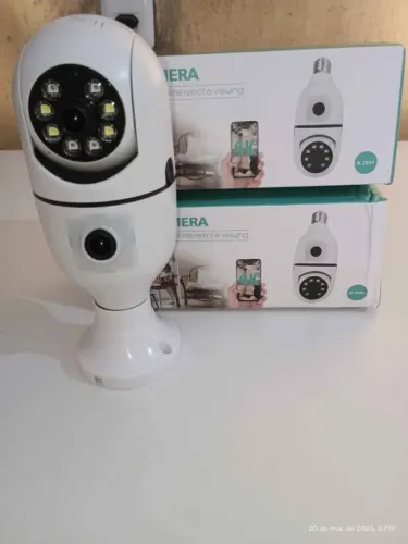 Câmera Segurança Wifi Dupla Lentes Lâmpada Visão Noturna 360 - Nova
