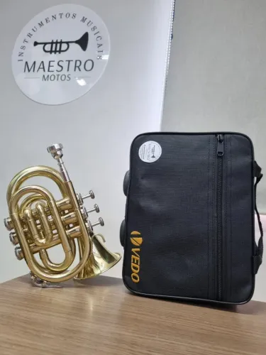 Trompete Pocket VEDO Sib NOVO Dourado - 10 X no Cartão - Envio p/ todo Brasil
