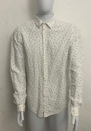 Camisa Zara Man Tamanho M Branca Estampada Ótimo Estado