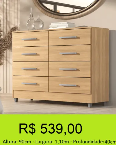 Comoda 8 gavetas com ótimo suporte