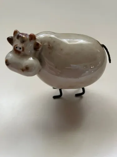 Enfeite de Vaca Decorativo Cerâmica
