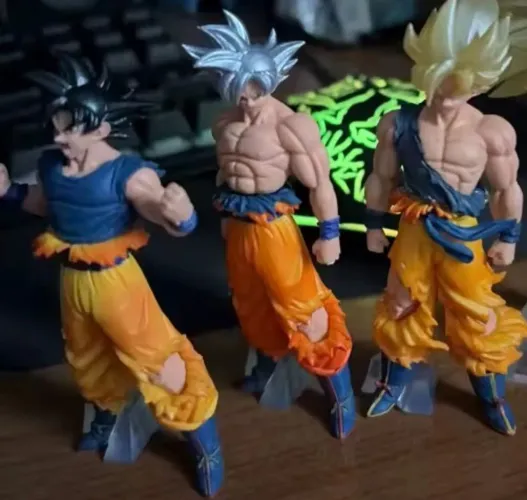 Figure bonecos gashapon Dragon Ball Goku SSJ, Ultra Instinct - kit com 3
