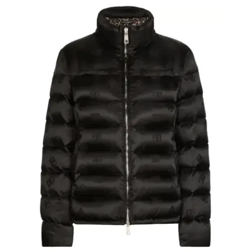 Dolce & Gabbana Women's Black DNA monogram-jacquard puffer jacket