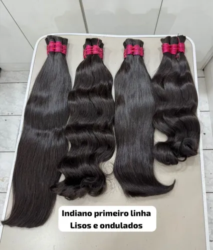 Cabelo humano 65 cm levemente ondulado 