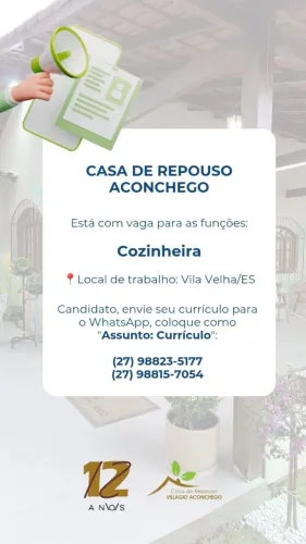 VAGA PARA COZINHEIRA