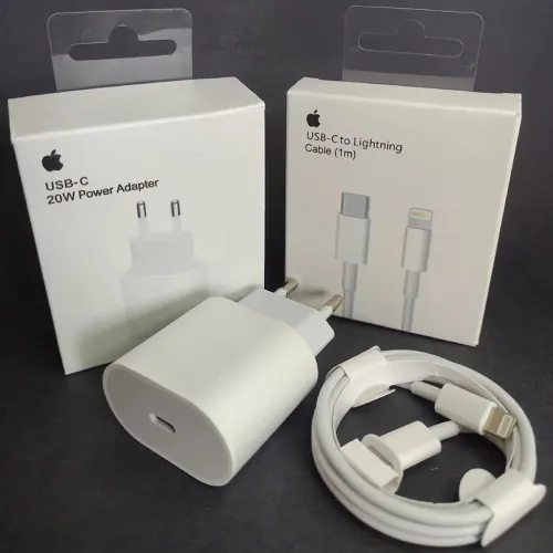 Carregador iPhone USB-C 20W + Cabo USB-C para Lightning (1m) - Primeira Linha - Novo