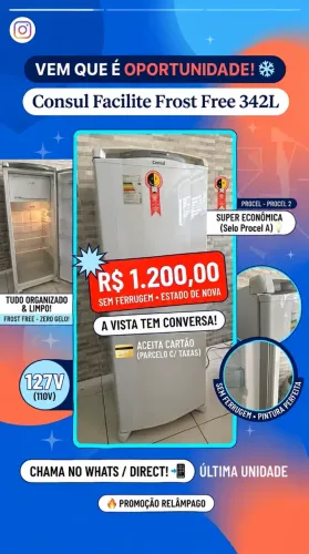 Geladeira Consul Facilite Frost Free 342L
