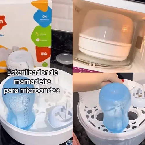 ESTERILIZADOR DE MAMADEIRAS PORTÁTIL PARA MICROONDAS OU DIRETAMENTE COM ÁGUA QUENTE!