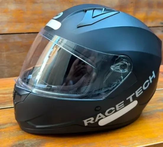 Capacete C/ Narigueira, Preto Fosco da RaceTech, Mod. Sector, Usado (Nº62) e Novo (Nº60)