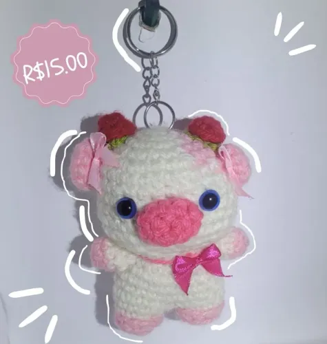 Chaveiro Amigurumi de vaquinha