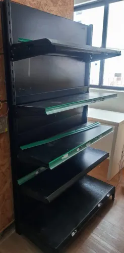 Gôndola de Supermercado Preta com 5 Prateleiras Reguláveis