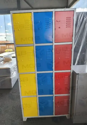 Rouperio de Aço com 12 Portas Coloridas - 1,96x0,93x0,36cm - Estrutura CH #26 Portas CH#22