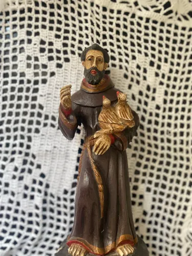 Escultura São Francisco de Assis em Madeira - Francisco Costa - 30,5cm