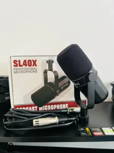 Microfone Podcast SL40x Gravação Streaming Rádio