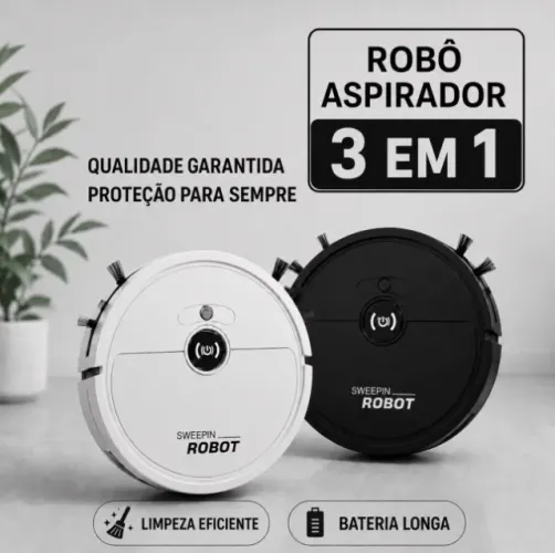Robô Aspirador Automático 1200PA de Alta Sucção, Máquina de Limpeza Doméstica Silencios...