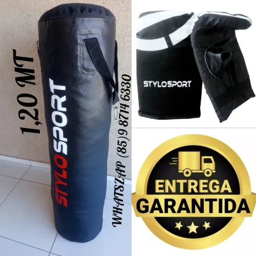 Saco de boxe e luvas profissional 1,20 MT reforçado cheio. Entrega grátis
