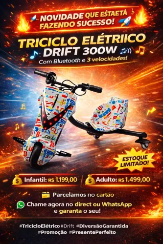 Triciclo 3 velocidades recarregavel novo
