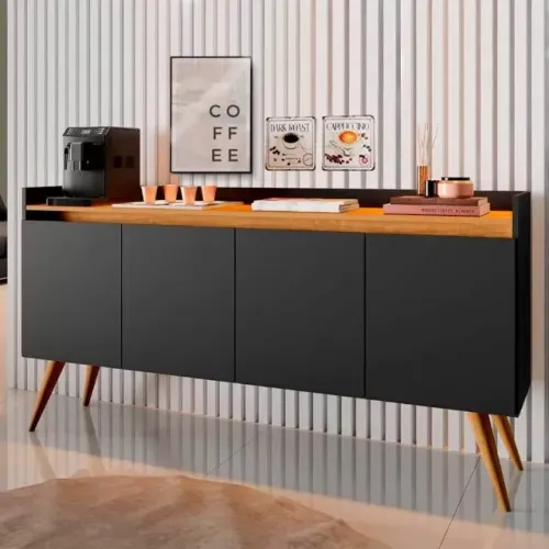 Buffet Gold Retrô 4 Portas Pés Madeira Maciça União Móveis (Entregamos)