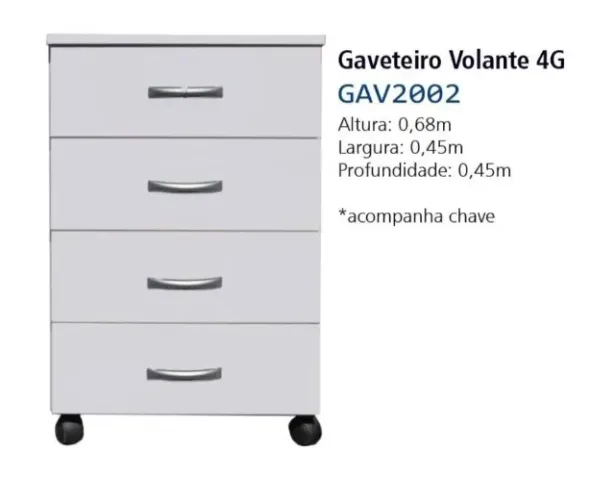 Gaveteiro Cm Volante 4 gavetas