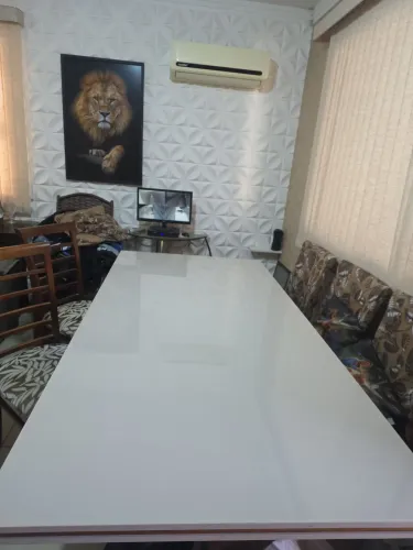 Mesa jantar 6 cadeiras madeira maciça com vidro Grosso de primeira