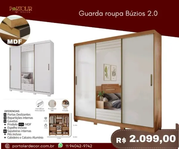 Guarda Roupa Búzios 2.0, a pronta entrega 