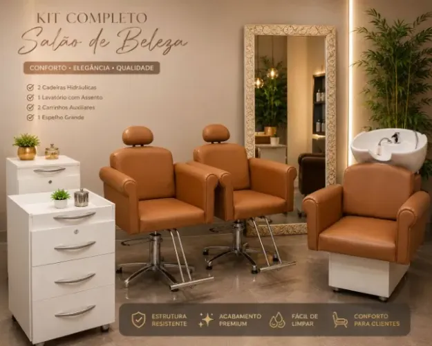 KIT COMPLETO PARA SALÃO DE BELEZA + MANICURE E PEDICURE