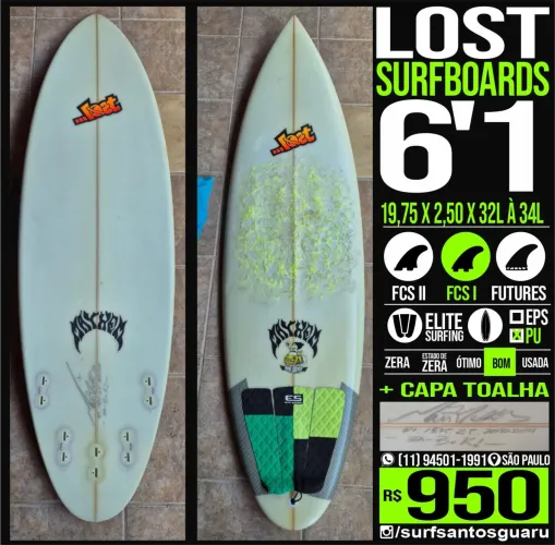 Prancha de Surf Lost + capa camisinha 