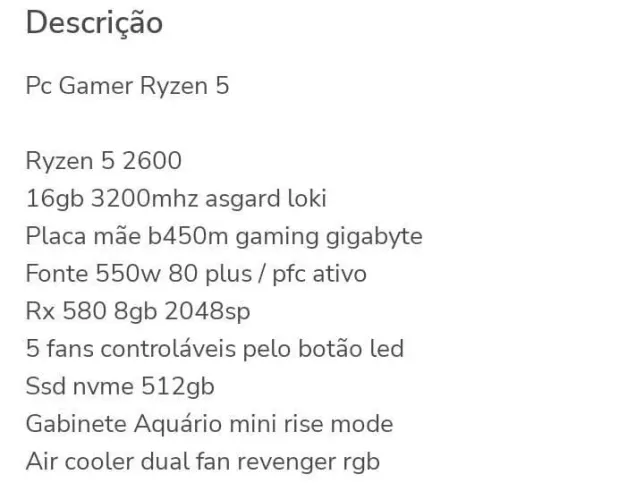 Pc gamer Ryzen 5