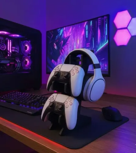 Suporte para controle e fone vídeo game