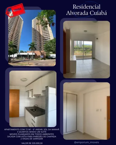 VENDA DE APARTAMENTO  RESIDENCIAL ALVORADA | TERRA NOVA  CUIABÁ - 3 QUARTOS COM SUÍTE