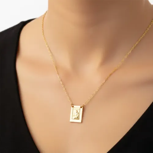 Colar Escapulário Nossa Senhora e Jesus Banhado a Ouro 18k
