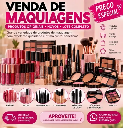 Lote Completo de Maquiagens Novas - Oportunidade para Revenda?.