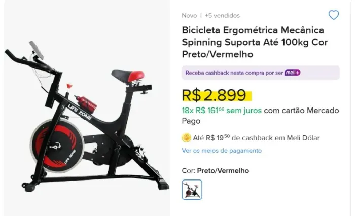 Bicicleta Ergométrica Spinning Mecânica até 100kg - Retirada na Freguesia, Jacarepaguá