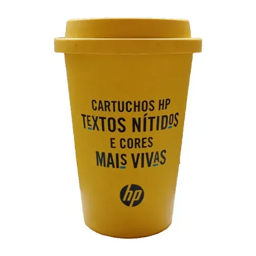 Copo Fibra de Arroz 350ML P/ Café na Cor Amarelo