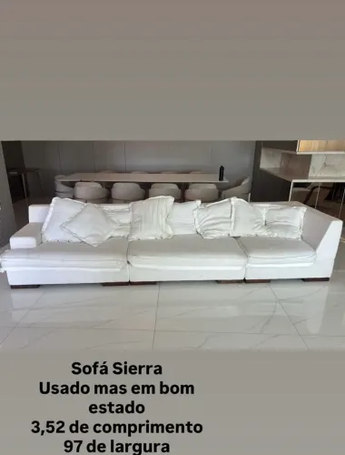 Sofá branco de 5 lugares da loja SIERRA, de alto padrão, em linho