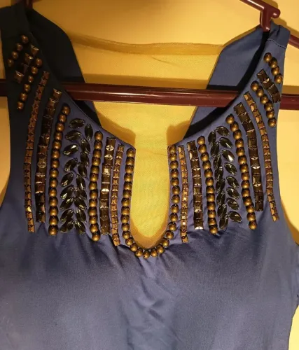 Body Azul Royal com Pedrarias e Bojo|P/M|Lindo!